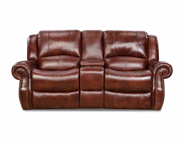 Picture of Softie - Oxblood Reclining Console Loveseat