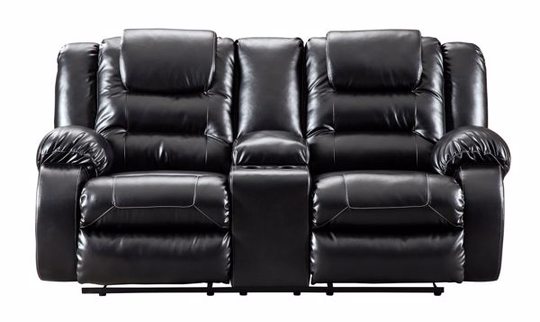 Picture of Vacherie - Black Reclining Console Loveseat