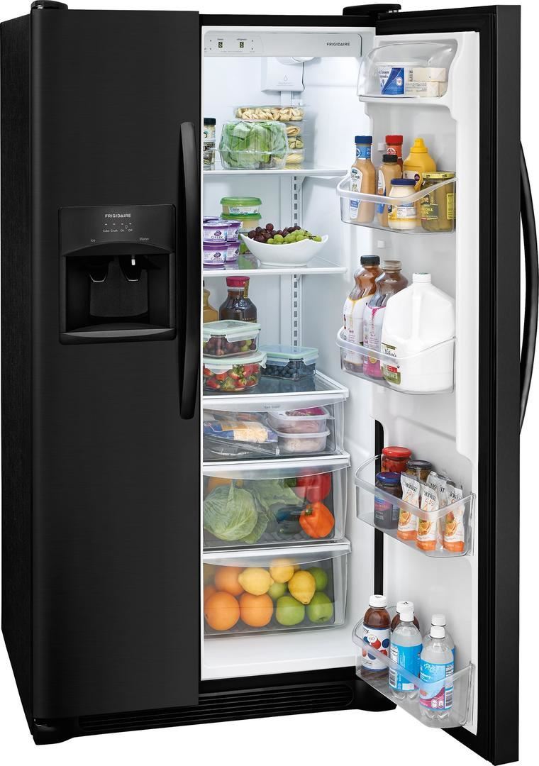 23' Black SXS Refrigerator | Kimbrell's Furniture