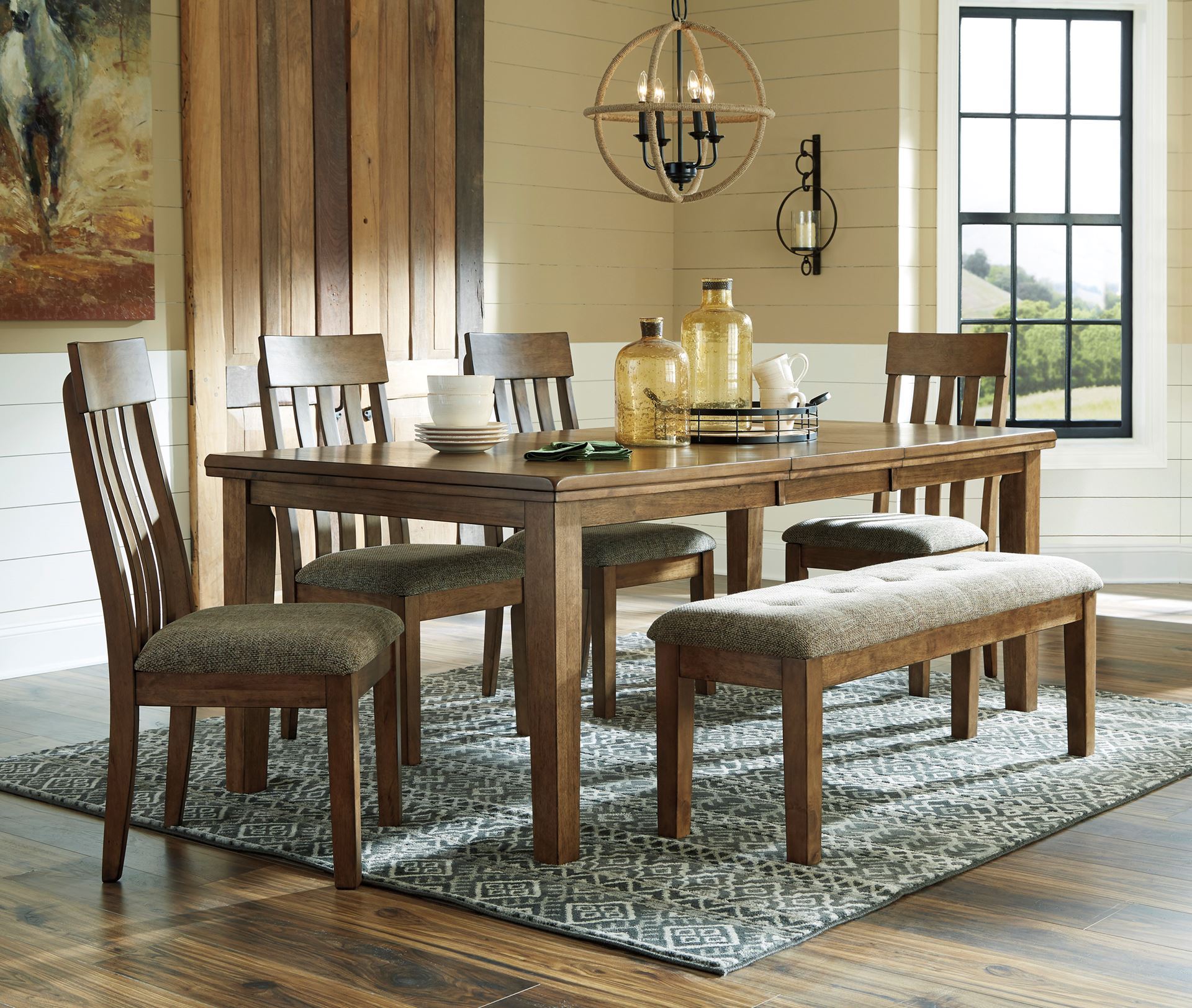 Flaybern Table with 4 Chairs & Bench Kimbrell's Furniture