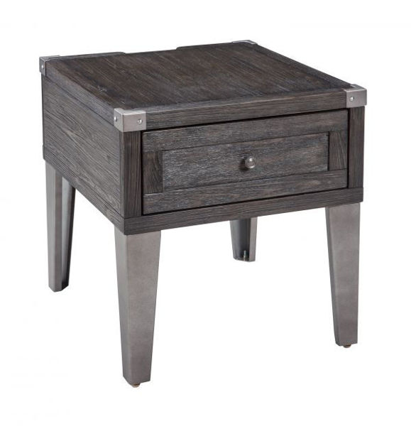 Todoe Gray End Table with USB Ports Kimbrell's Furniture