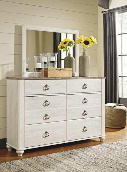 Picture of Willowton - White Dresser/Mirror