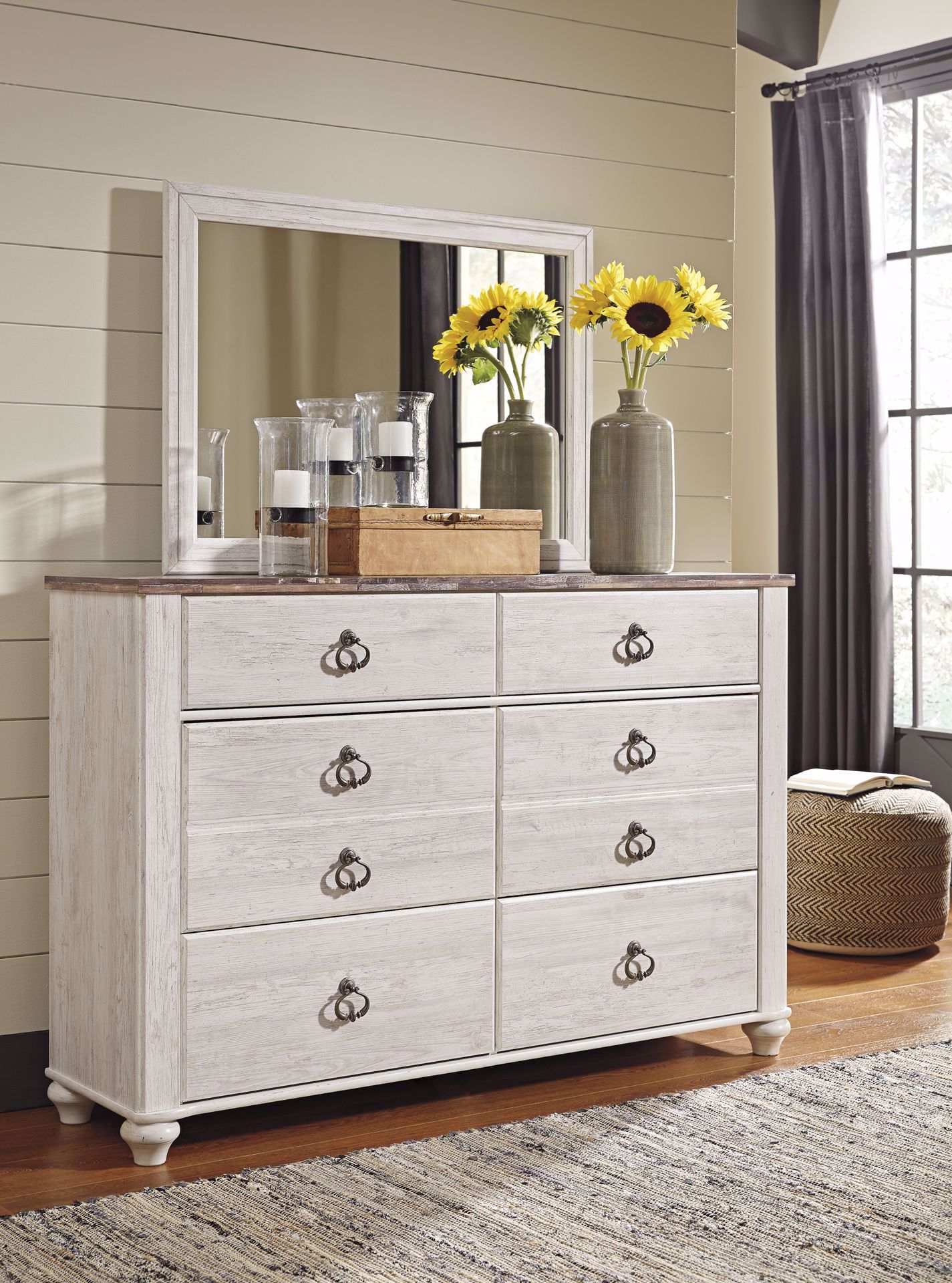 Willowton White Dresser/Mirror Kimbrell's Furniture