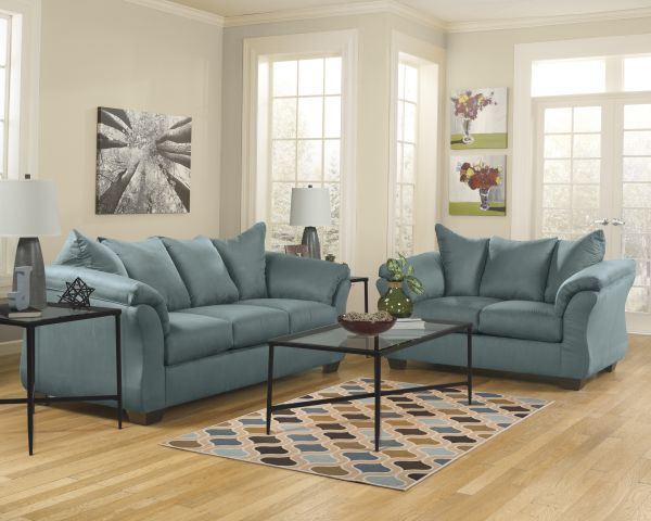 Darcy Sky Sofa Loveseat Set