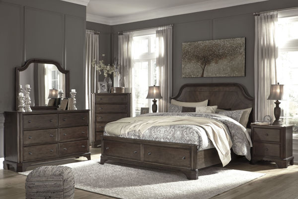 Picture of Adinton - Brown Queen Storage Bed