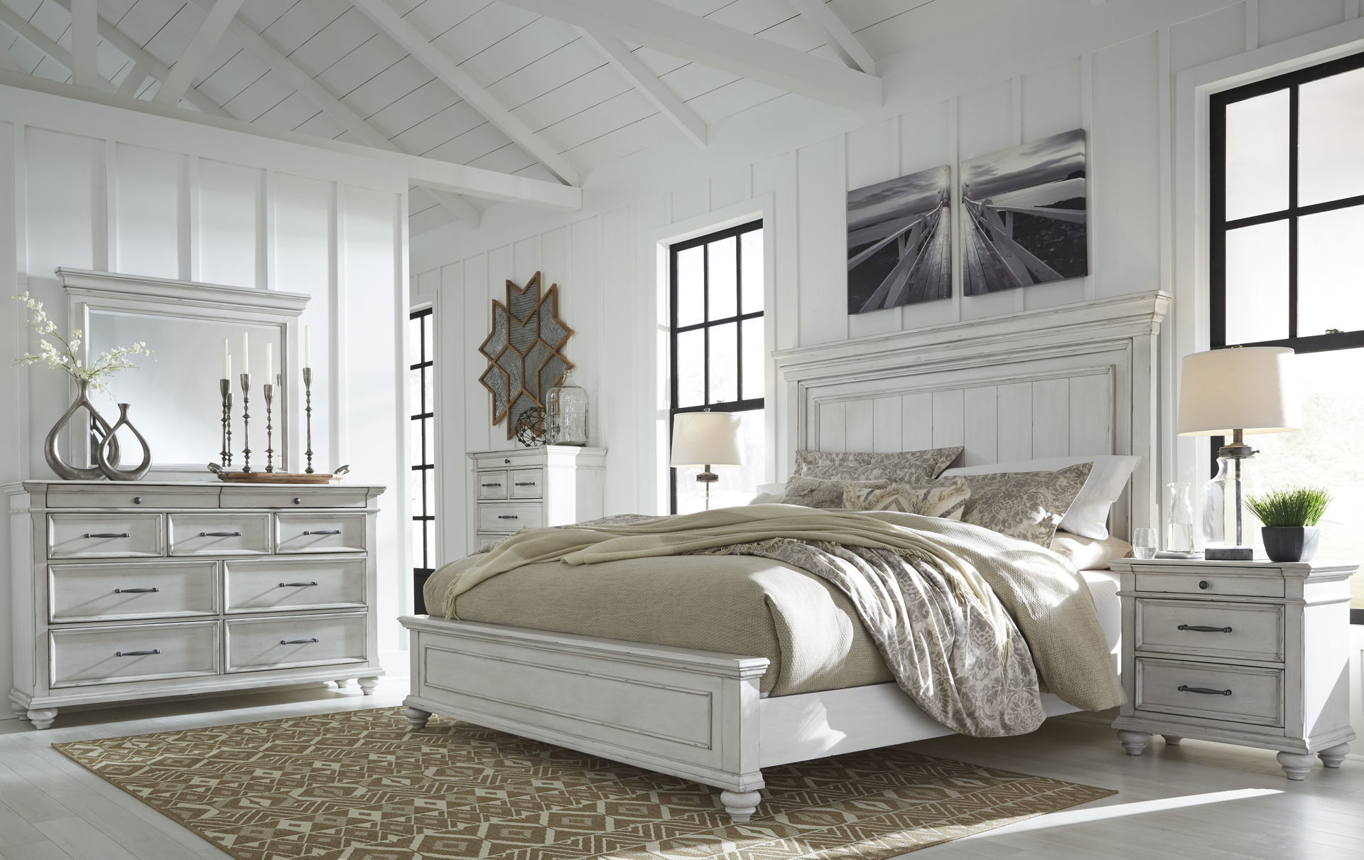Kanwyn White King Panel Bed Kimbrell's Furniture