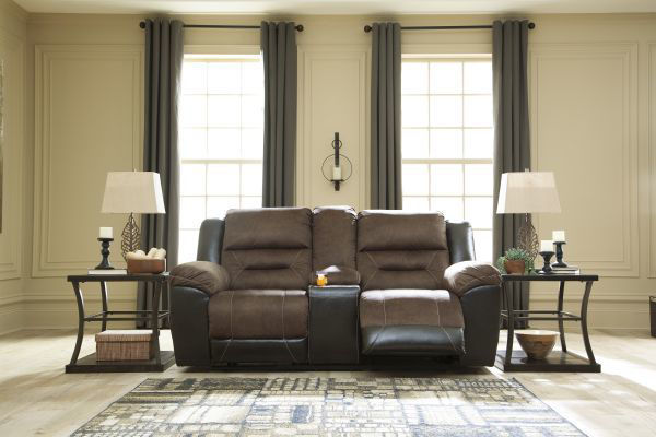 Picture of Earhart - Chestnut Reclining Loveseat with Console