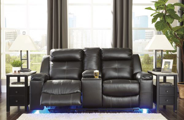 Picture of Kempten - Black Reclining Loveseat with Console