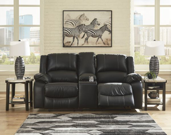 Picture of Calderwell - Black Reclining Console Loveseat