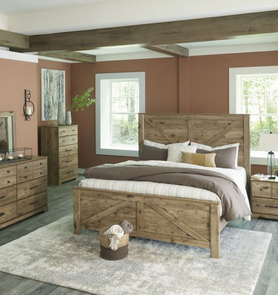 Picture of Shurlee - Brown Crossbuck King Bed