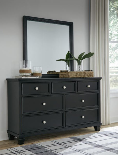 Long black dresser with mirror discount
