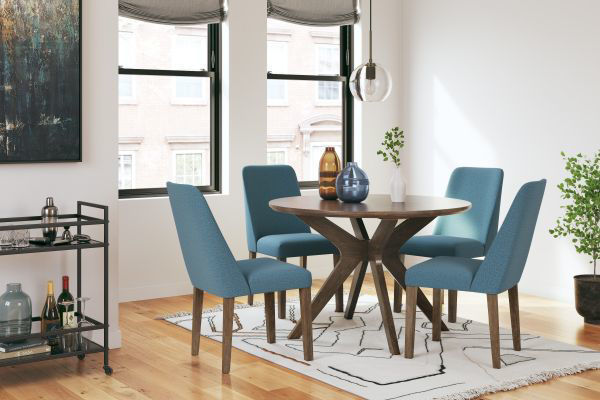Ashley Lyncott Dining Table and 4 Chairs Blue Brown