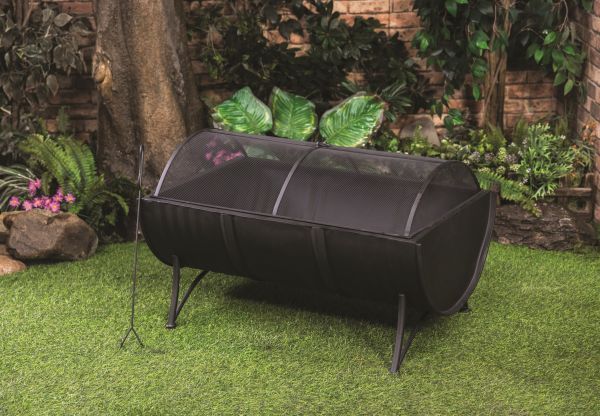 Picture of Fire Pit - Black Half Log Wood Burning